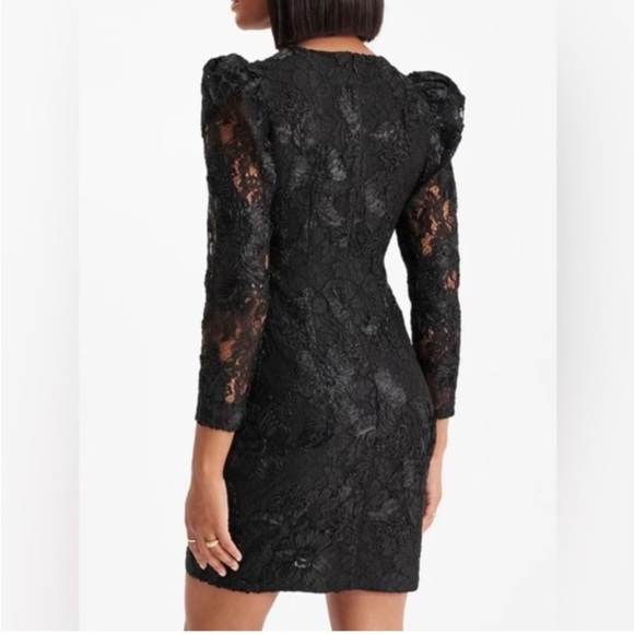 NWT Express Lace V-Neck Puff Sleeve Mini Sheath Dress Size S - Picture 2 of 16